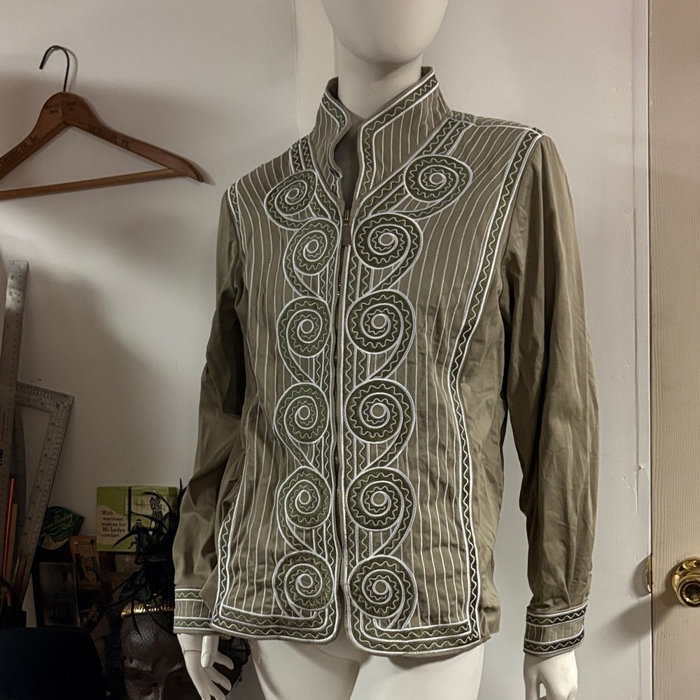 Bob Mackie Embroidered Tan Jacket Large
